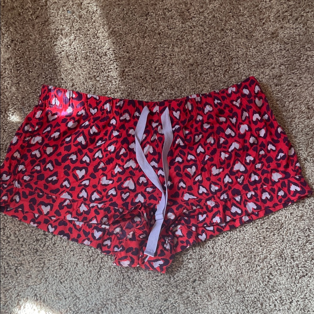 Victoria's Secret Red Heart Leopard Print Lounge Shorts